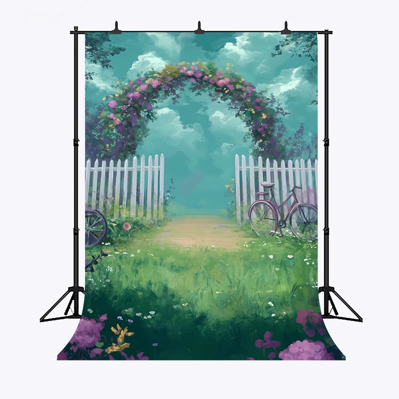 LS Spring Garden flowers Path Backdrops Kids Baby Birthday Cake Smash Photocall Decors Child Adult Wanderland Backgrounds