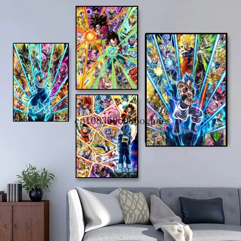 

Japan Anime Dragon Ball Canvas Painting Super Saiyan Goku Art Pictures Classic Home Decor Bedroom Posters for Wall Children Gift