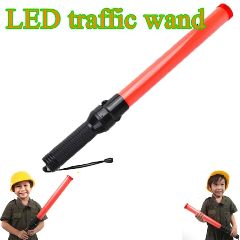 

54cm Outdoor LED Traffic Safety Signal Warning Flashing Wand Baton Police ref baton Safety signal command tool Light stick wand