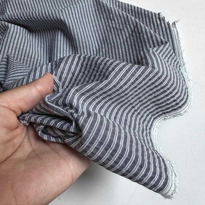 

Cotton Polyester Fabric Blue Striped Jacket Lined Shirt Bed Sheet Bag Fabric