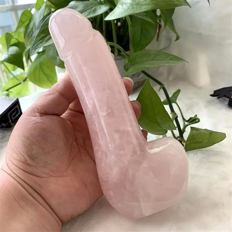 18cm Large Size Natural Rose Quartz Crystal Massage Penis Wand Gemstone Yoni for Women Health Smooth Polished