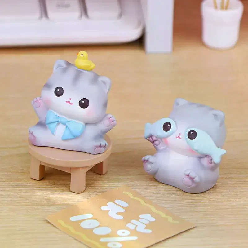 Nouvelles figurines mignonnes en résine de chat, mini ornements de bureau, chatons pour voiture, cadeau de stabilité émotionnelle, décorations pour la maison