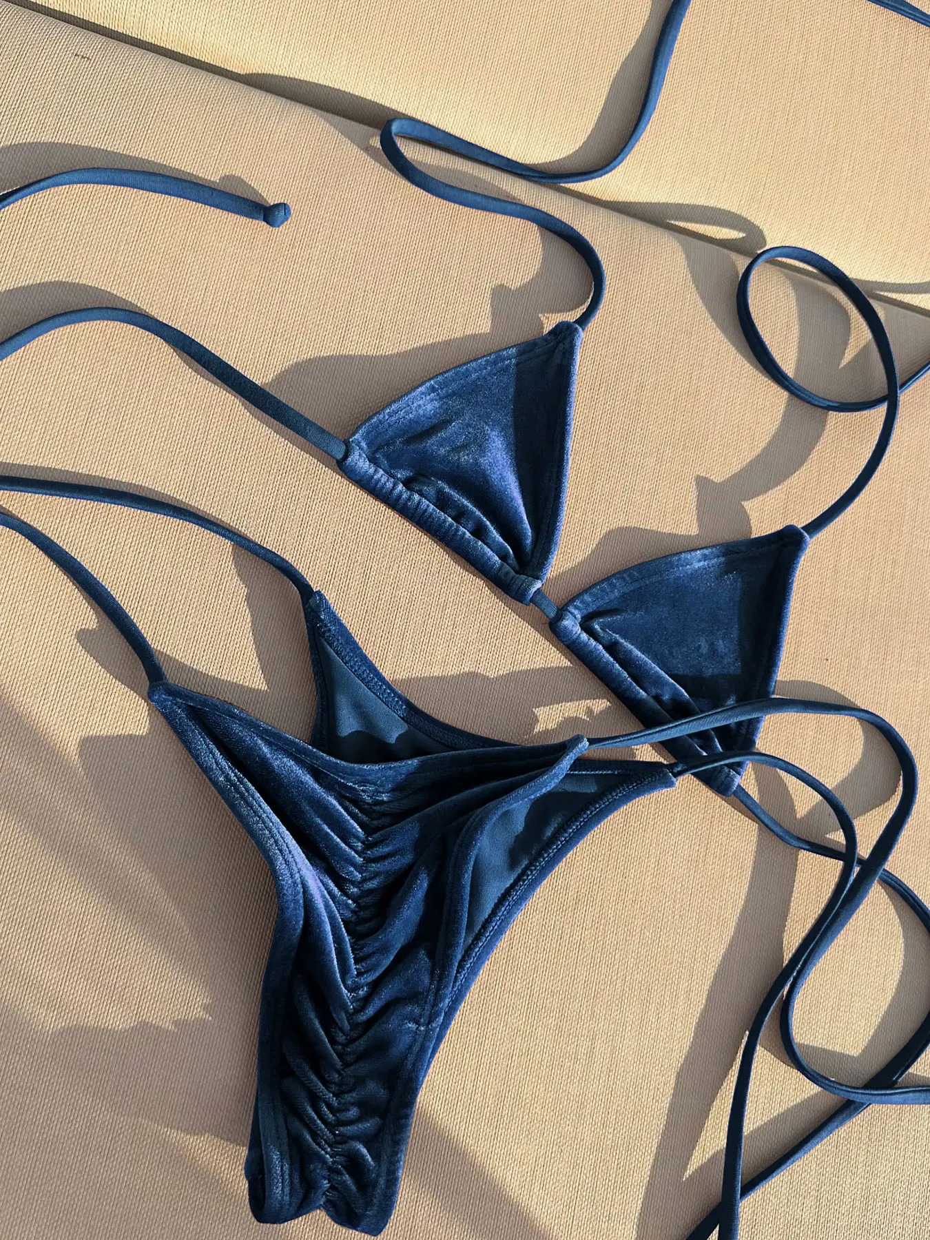 Retro Triangle Lace Up Bikini Women's Bathing Suit Fashion Lady Low Waist Frill Biquini Swimwear Sexy Mujer Swimsuit Beachwear - view 3