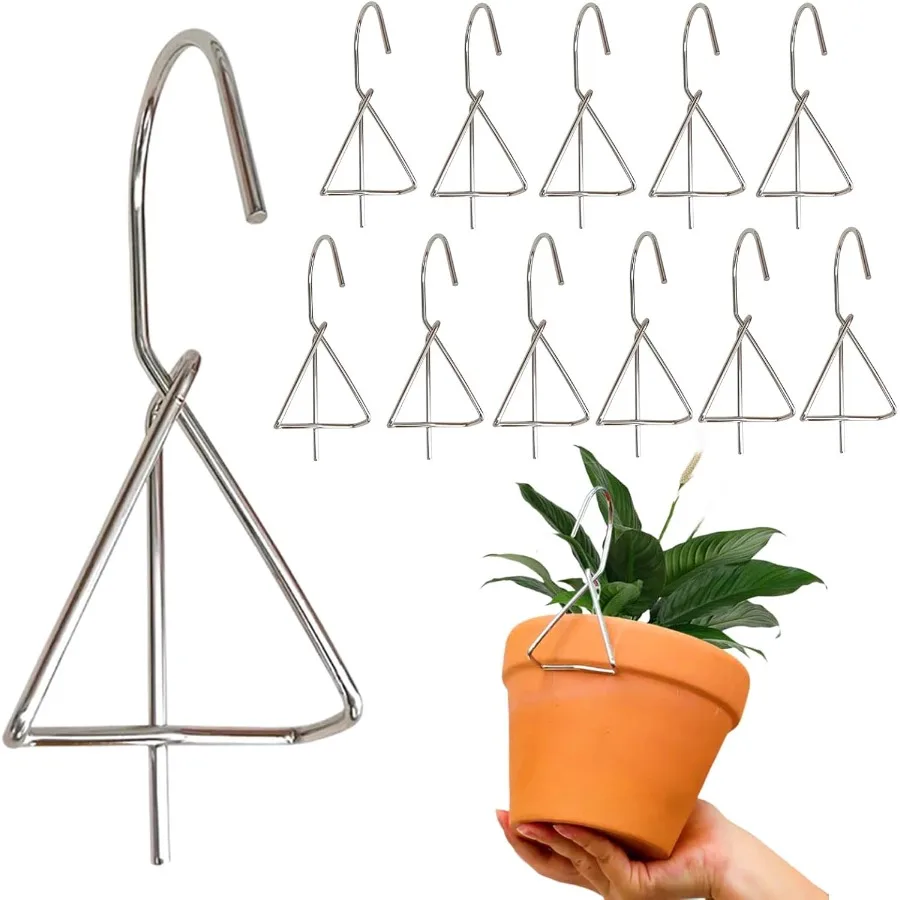

12 Pack Flower Pot Holder Terracotta Pot Clips for Clay Pot Plant Hanger Hook Stainless Steel Pot Hangers Wall Mounted Plant Ho