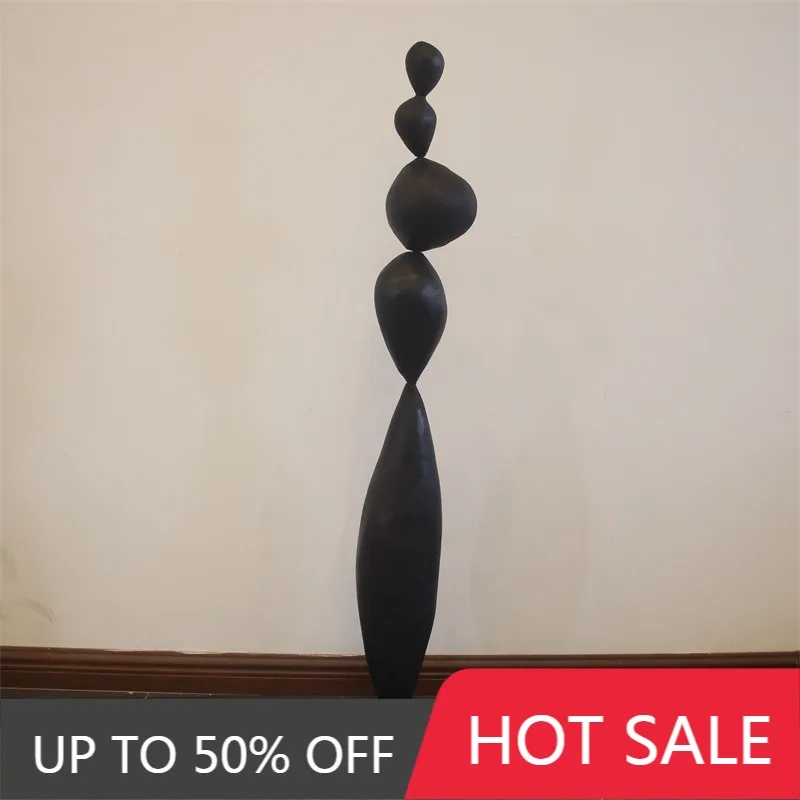 Carbonized Wooden Ornaments Abstract Solid Wood Floor Decoration Figurine Vintage Home Decor Entrance Hall Groot Art Sculptures