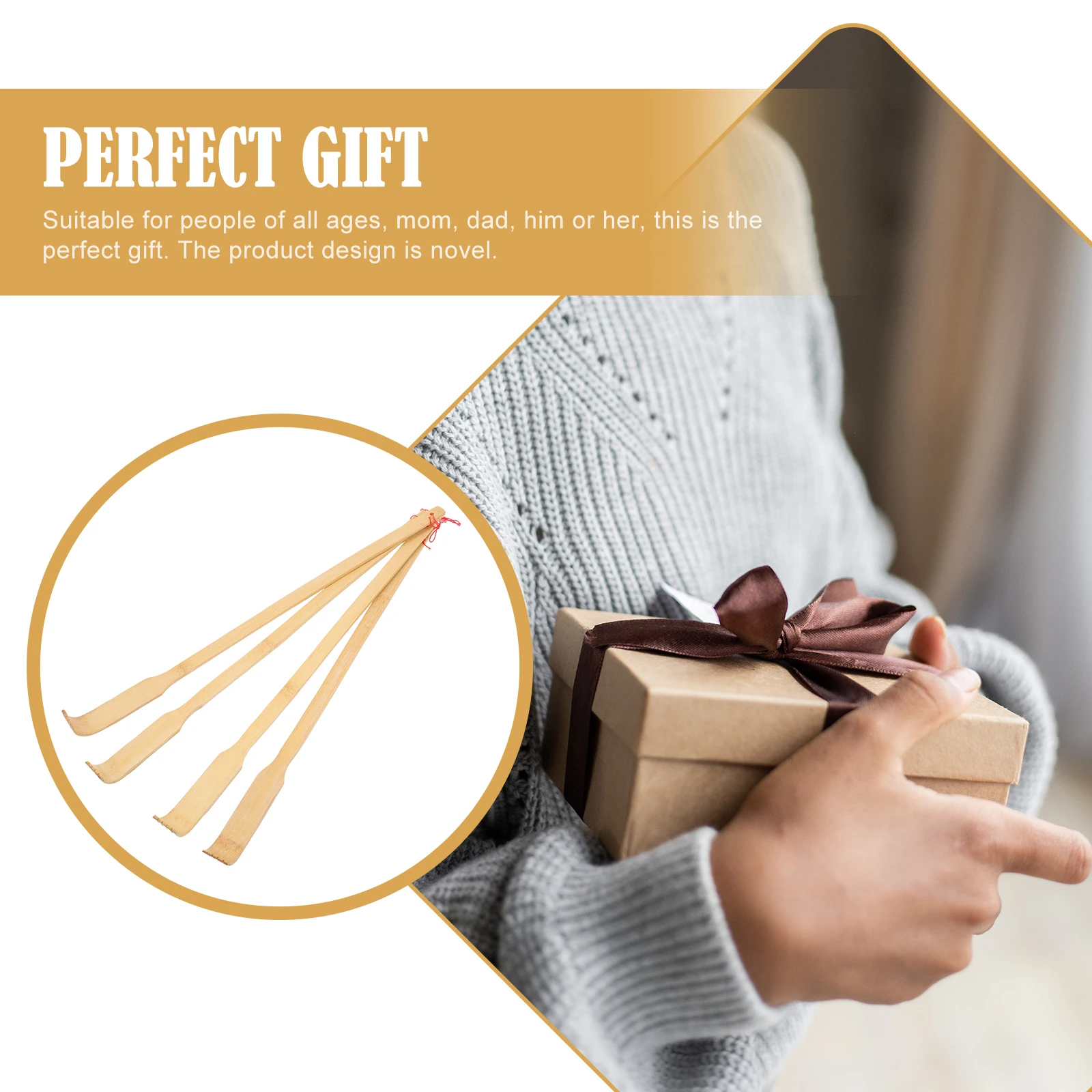 

4pcs Bamboo Back Scratcher Massager Relieve Itching Reach Every Corner Suitable All Ages Perfect Gift Novel Design Back Itch