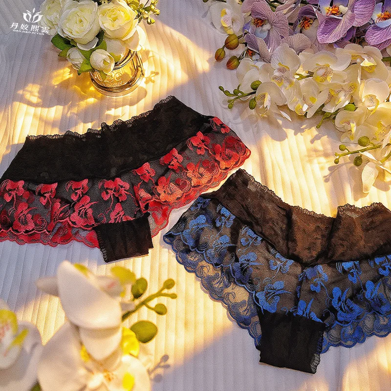【1 unidad】Lencería para mujer, ultra sexy, con bordado rojo y azul, ropa interior sexy para mujer, lencería atrevida con diseño hueco en forma de rosa, ropa de mujer