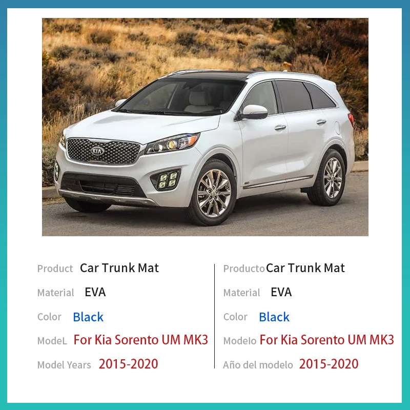 لكيا سورينتو UM MK3 KX4 اكسسوارات 2015 2016 2017 2018 2019 2020 السيارات فرش داخلي للسيارات والشاحنات الطابق صينية بطانة البضائع التمهيد Carpe مقاوم للماء #2