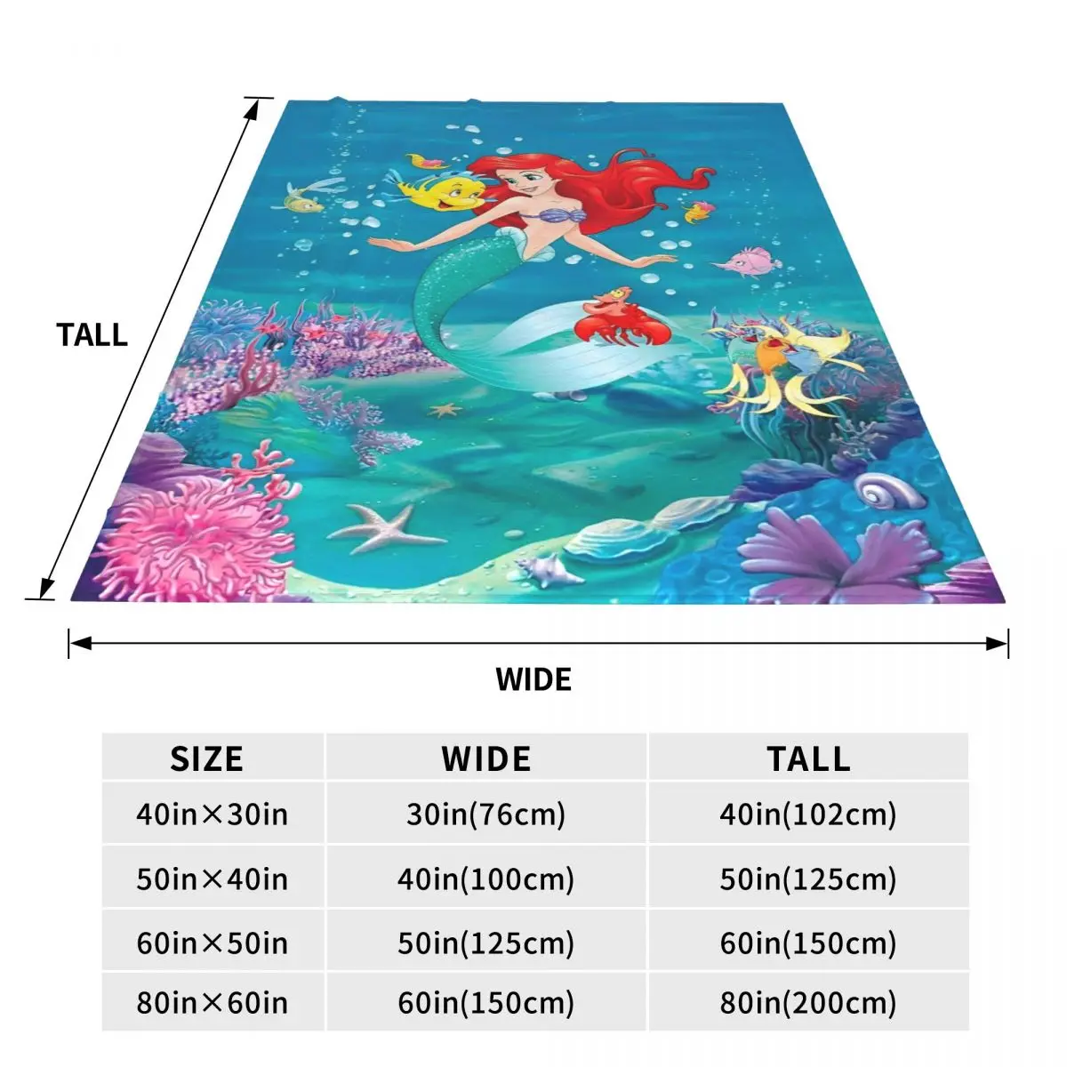 The Little Mermaid Cartoon Blanket Flannel Spring/Autumn Ariel Anime Princess Portable Super Warm Throw Blanket Plush Thin Quilt