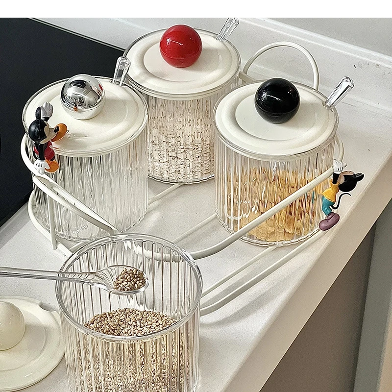 

Simple Plastic Seasoning Jar Set Kitchen Salt and Pepper Organizer Storage Ornaments Home Spice