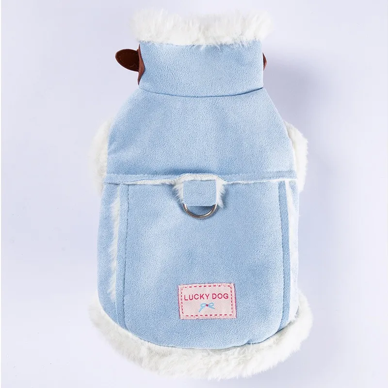 Fleece-Lined Pet Cotton Coat Sleeveless Dog Clothing Winter Thickened Teddy Jacket Warm Poodle Dog Two-Legged Clothes