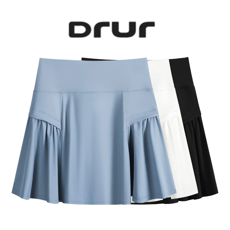 DRUR Tennis Skirts Women High Waisted Sports Skirt Shorts Ladies Summer Yoga Mini Pleated Skirts With Pocket Women's Golf Wear