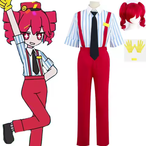 Mikuu Hypnotist Cosplay Costume Wig Anime Mesmerizer Uniform Halloween Party Blue Striped Top Red Rompers For Women