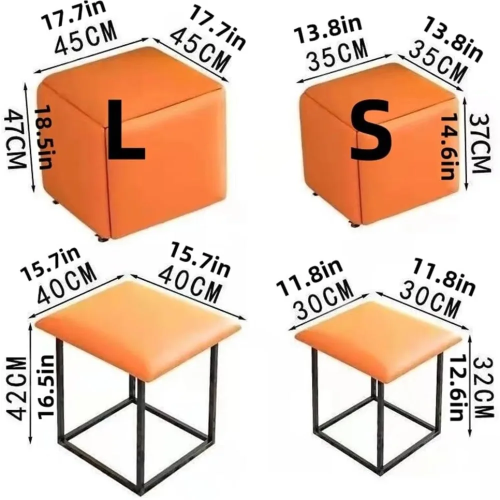 Stool Cubes, 5 in 1 Nesting Ottoman Cube Chair, Movable Footstool, Stackable Sofa Chair Stools, Foot Stool with Swivel Casters