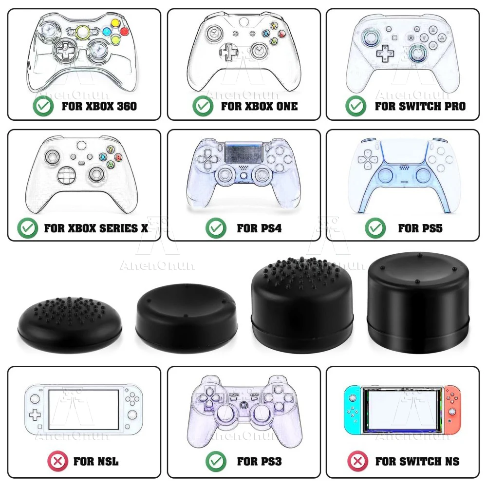 8PCS Daumen Grip Caps Controller Joystick Kappe Hohe qualität Silikon Thumb-Stick Abdeckung Zubehör für PS5, PS4, PS3, Xbox, Schalter Pro – Detail 1