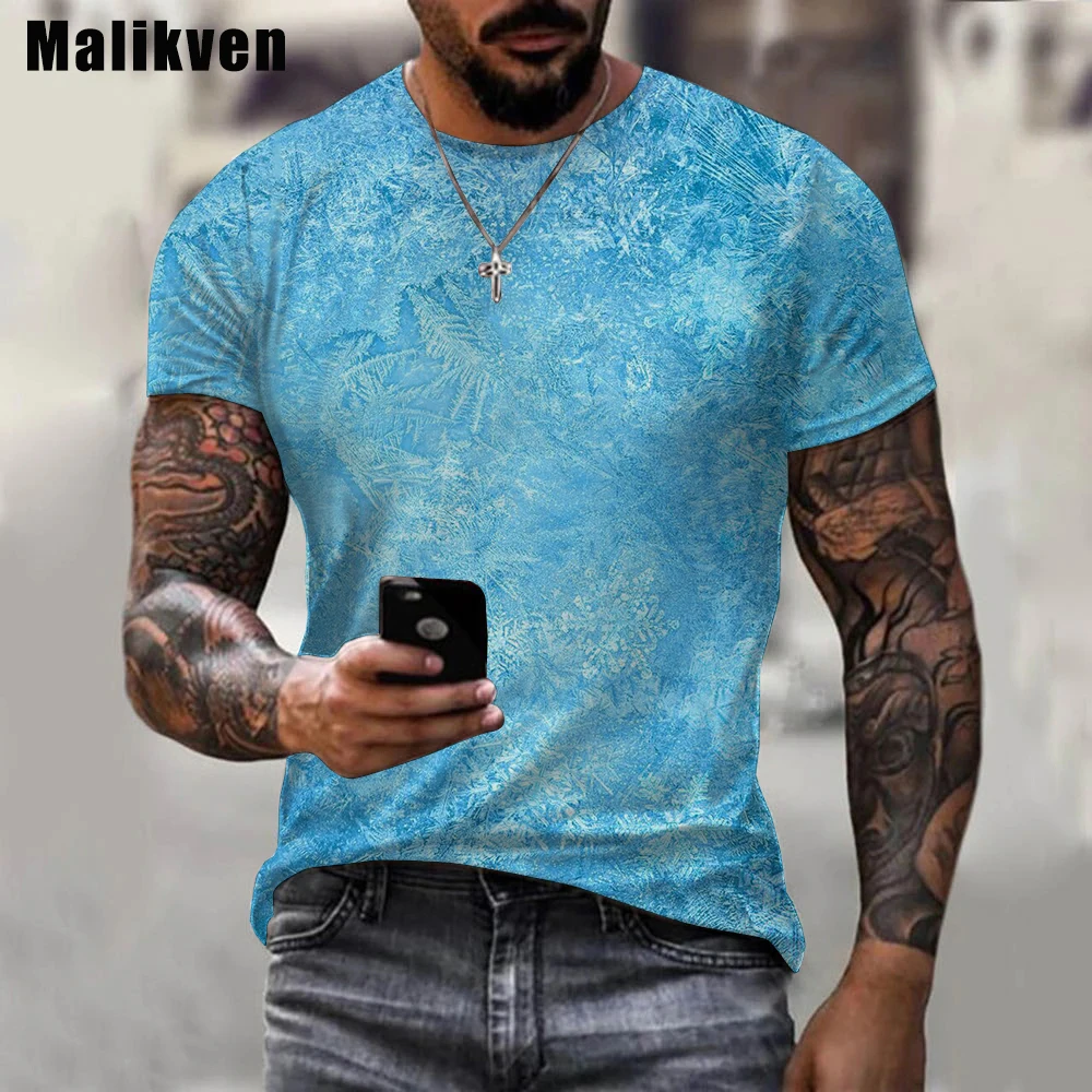 Selling Summer Snowflake Printed T-Shirt Trendy Creative Ice and Snow Men Tshirt High Quality T-Shirt Unisex 3D Prin Tops