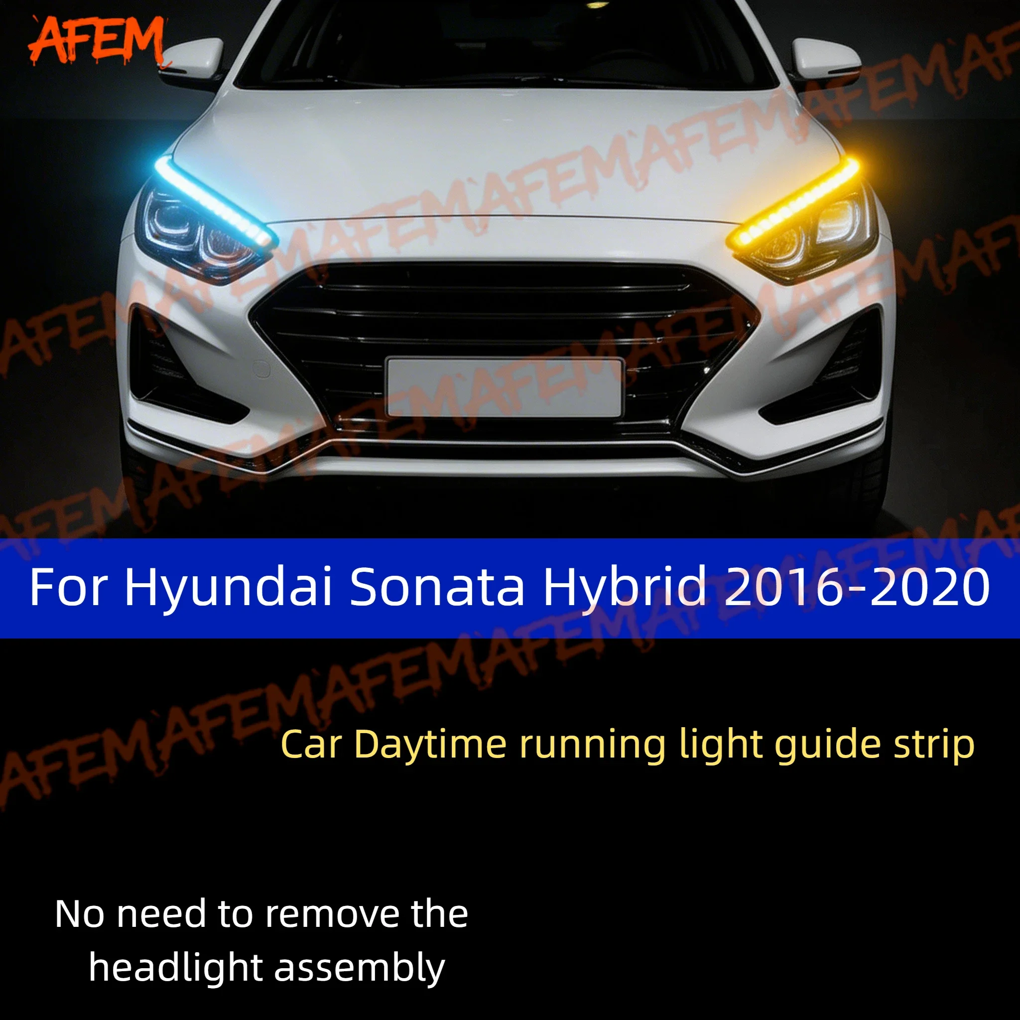 

12V Led Guide Strip Headlight For Car Daytime Running Lights Turn Signal DRL Car Modification For Hyundai Sonata Hybrid2016-2020