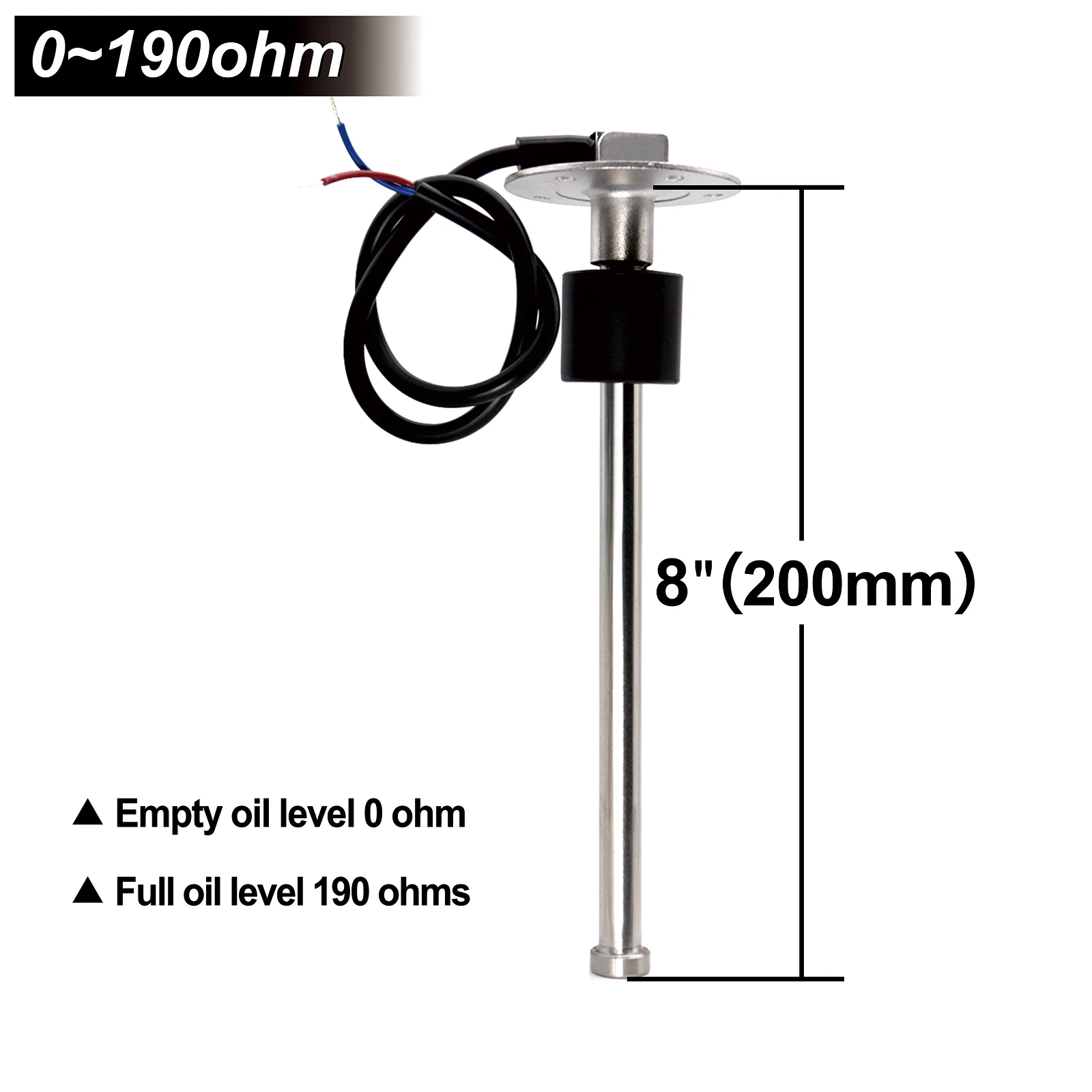 0-190 ohm Brandstofniveausensor/Waterniveau Roestvrij staal A5 Sensor Voor Auto Boot Watertank Niveau Indicato Brandstofniveaumeter - afbeelding 1