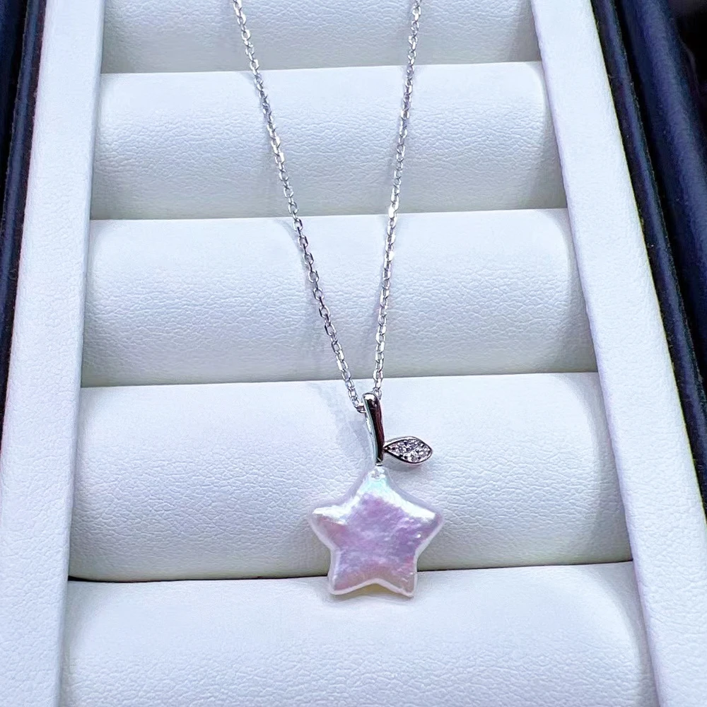 Unique Natural Baroque Lucky Star Pearl Pendant 925 Sterling Silver 100% Real Pearl Pendant Necklace Fine Jewelry Gift for Women