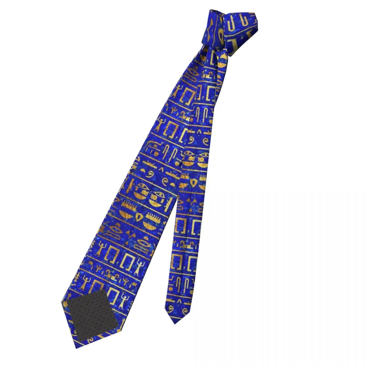 Gold Hieroglyphics Neckties Unisex Polyester 8 cm Egyptian Neck Tie for Men Casual Narrow Suits Accessories Cravat Business