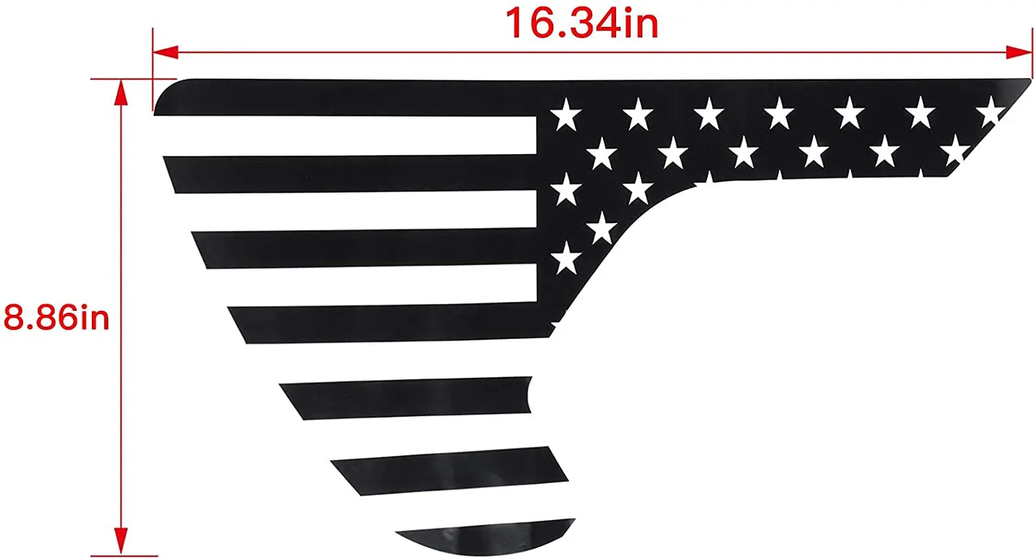 Car Side Fender Vent American Flag Vinyl Decals Precut USA Flag Stickers for 2018-2022 Jeep Wrangler JL JLU & 2020-2022 Gladiato