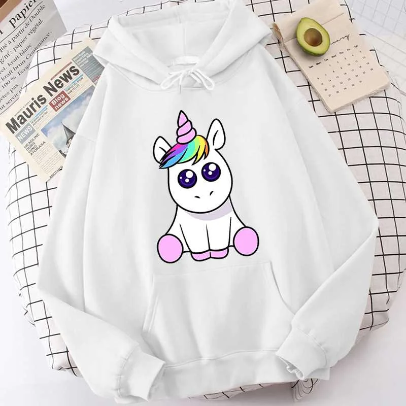 New Fashion Men And Women Unicorn Printing Fashion Printing Long-Sleeved Hoodie Comfortable Loose Sport Pullover