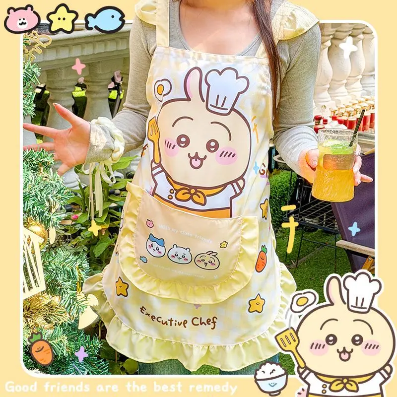 Chiikawa Hachiware Usagi Kawaii Anime Cartoon Apron Cute Hand Wipeable Big Pocket Creativity Coffee Shop Cook Kitchen Apron