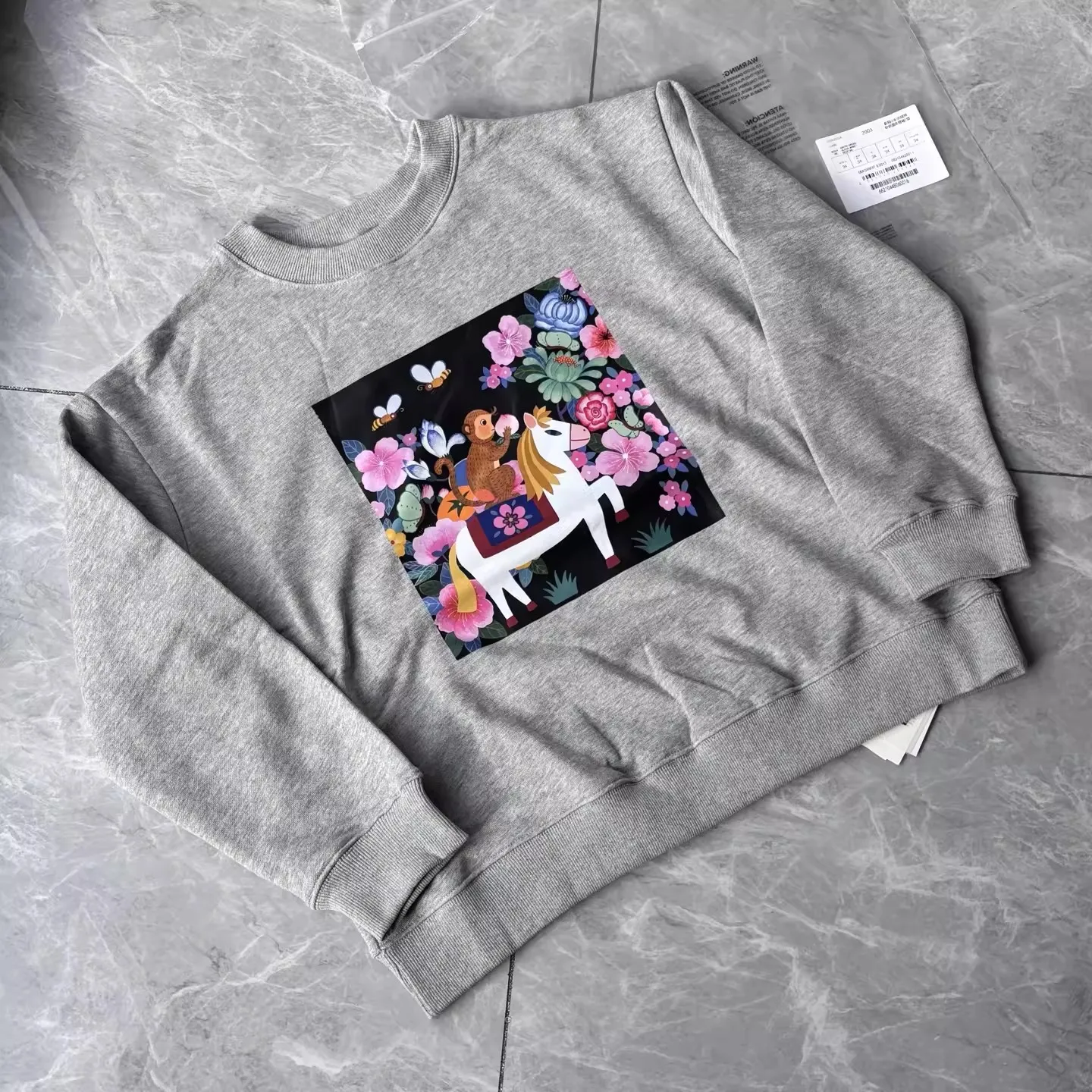 

Женская толстовка с длинным рукавом и круглым вырезом, с мультяшным принтом, из трикотажной ткани, свободного кроя, удобная, весна-осень