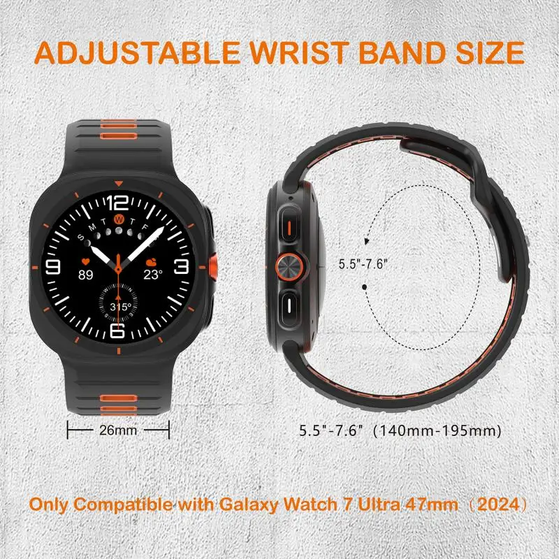 Sportliches Silikonarmband für Samsung Galaxy Watch Ultra2 2026, weiches zweifarbiges Band für Samsung Galaxy 7 Ultra 47mm, nahtloses Uhrenarmband – Detail 1