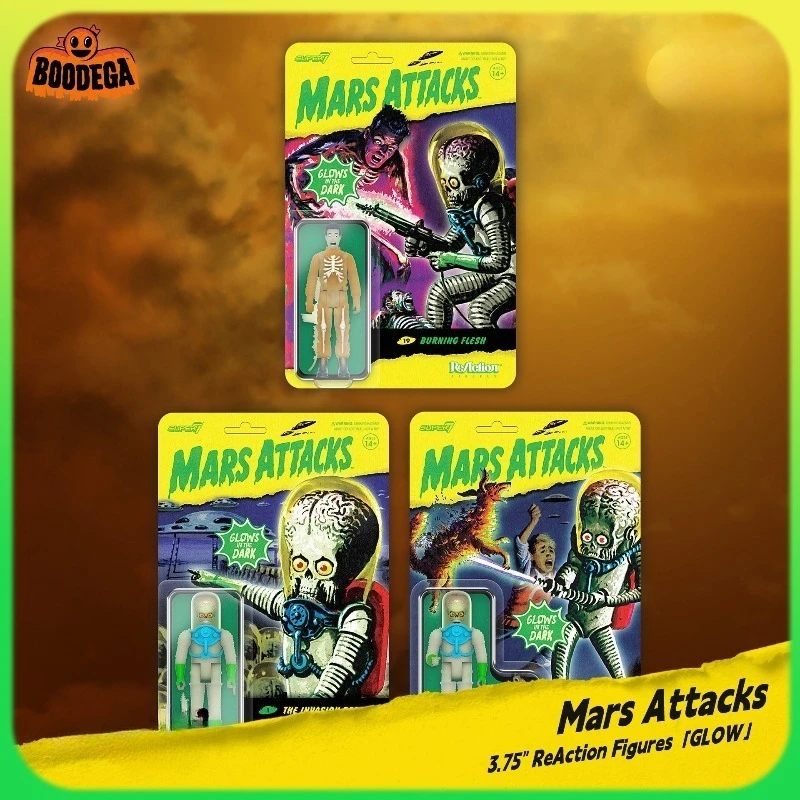 Mars Attacks Glow-in-the-Dark ReAction Figuren-Set, Boodega Limited Edition Sammler-Actionfigur, Geschenk für Erwachsene Fans