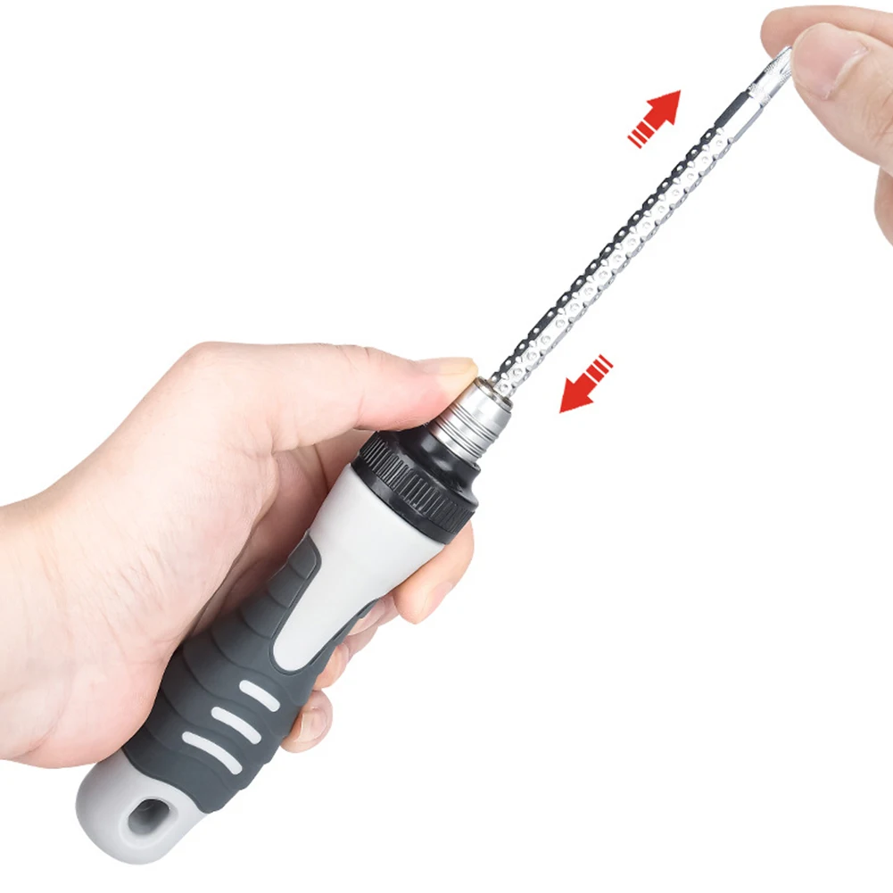 Imagem -04 - Telescópica Dual-purpose Ratchet Screwdriver Slotted Cross Screw Driver Bit Reparação Ferramentas Manuais Ajustável