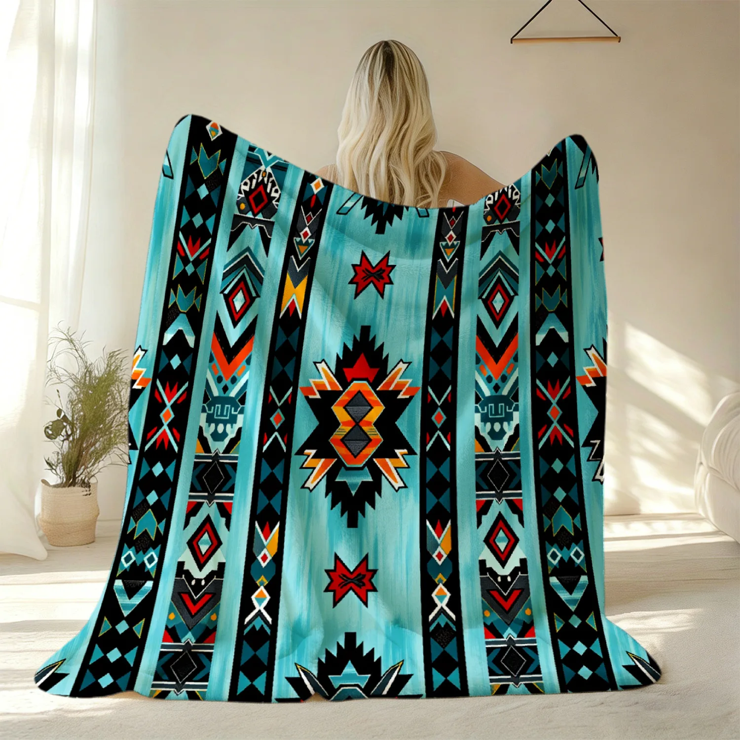 1pc Feelyou South Indian Bedspread Blanket - Single Size Suitable for Bed & Sofa, Thick Flannel Plush Bedspread with South India