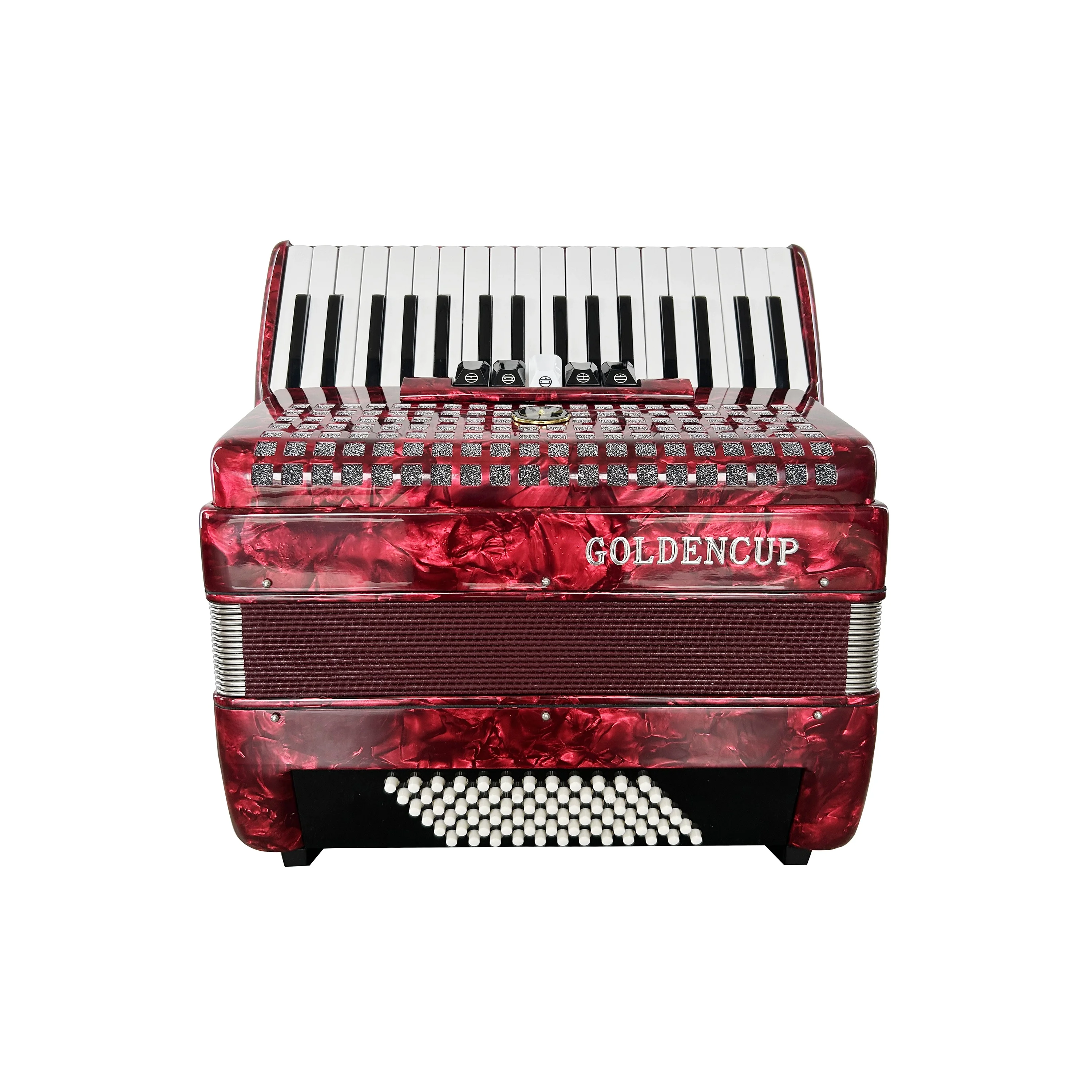 

Professional 34 Keys 72 Bass 5 Registers Red Celluloid Piano Keyboard Accordion Instrument Acordeon JP3472B Made Wood