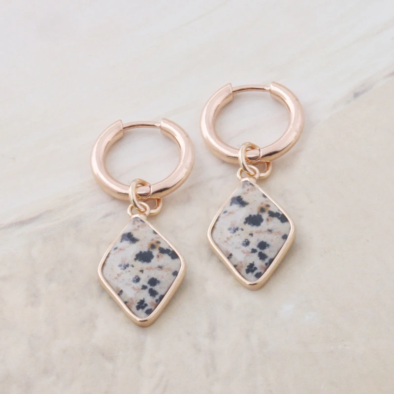 NeeFu WoFu Latest Natural Stone Earrings for Women Lapis Luzuli Drop Heart Dangle Earring Bold Elegant Earring Jewelry Wholesale