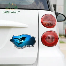 EARLFAMILY for Scuba Diving 3D Car Sticker Cartoon Vinyl Picture Decals Waterproof Car Accessories Laptop Surfboard Decoration