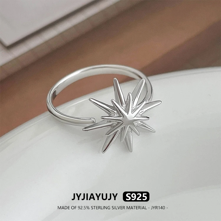 

JYJIAYUJY 100% цельное оригинальное регулируемое кольцо из стерлингового серебра S925, в наличии, 15 мм, модные ювелирные изделия со звездами, подарок на каждый день JYR140