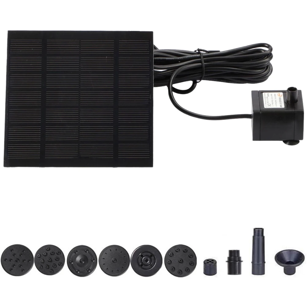 

1.2W Solar Water Fountain Pump 200L/h with 6 Nozzles Solar Pond Pump Lift 110cm Solar Panel Water Pump for Water Feature Outdoor