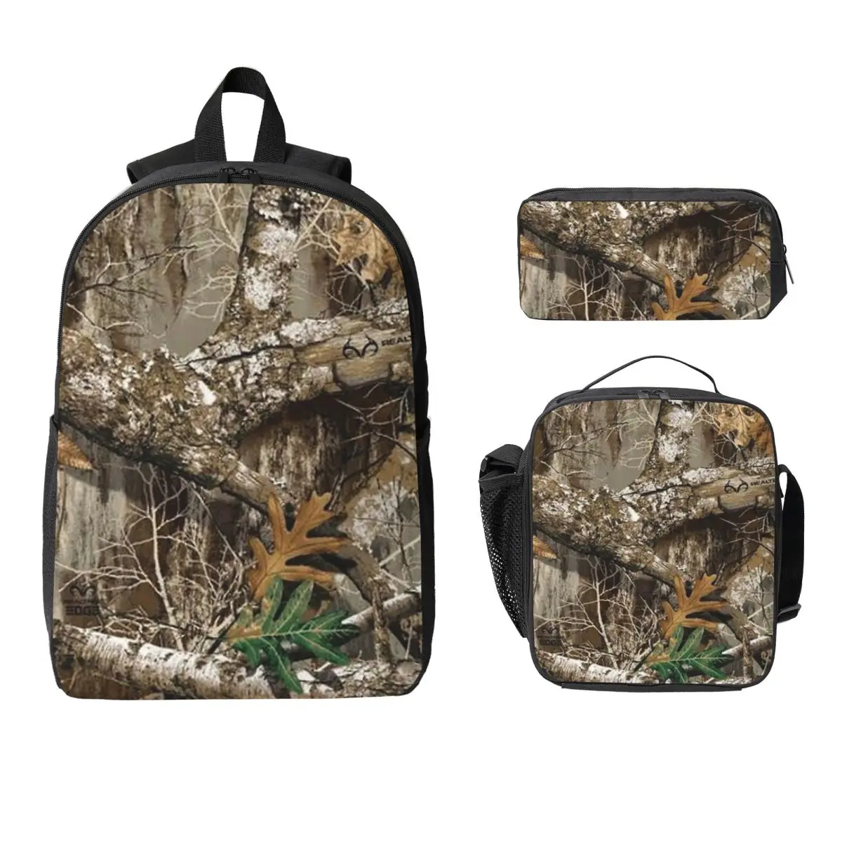 

Real Tree Backpack Student Boys Girls BookBag School Bag Computer Shoulder Bags 3ps Insulated Lunch Bag Pencil Case