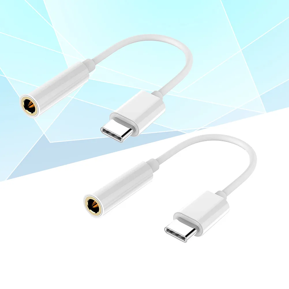 2Pcs USB-C to 3.5mm Audio Adapter Type-C Male to 3.5mm Aux Female Jack Reversible Design for Pc White