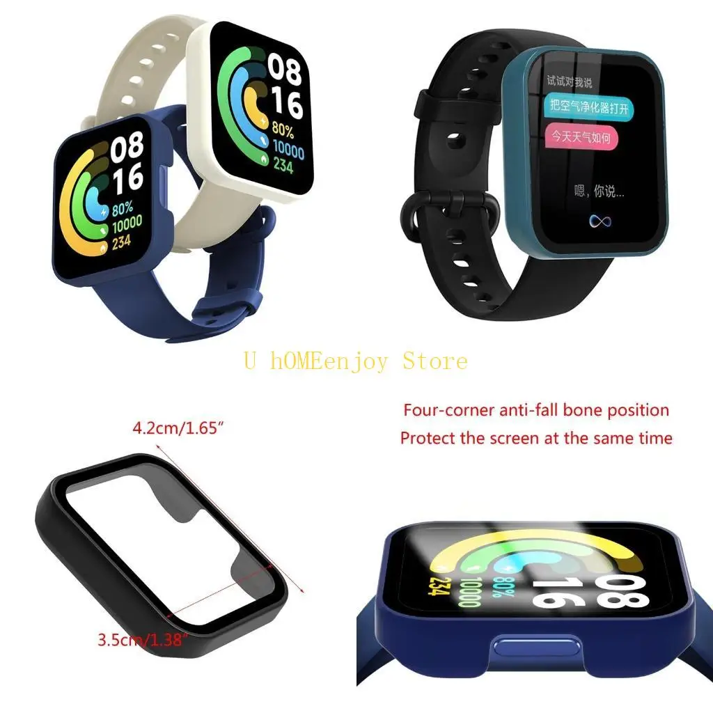 

B0KF Защитная пленка для экрана Redmi Watch 2, чехол с полным покрытием, закаленная пленка + корпус