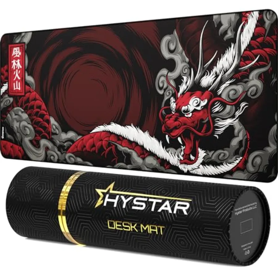 

® Etended Gamg Mouse Pad L 36" 16" 5mm Thick, Waterproof Surface, Smooth Polyester Fabric, and Natural Rubber Base Mythic Drago