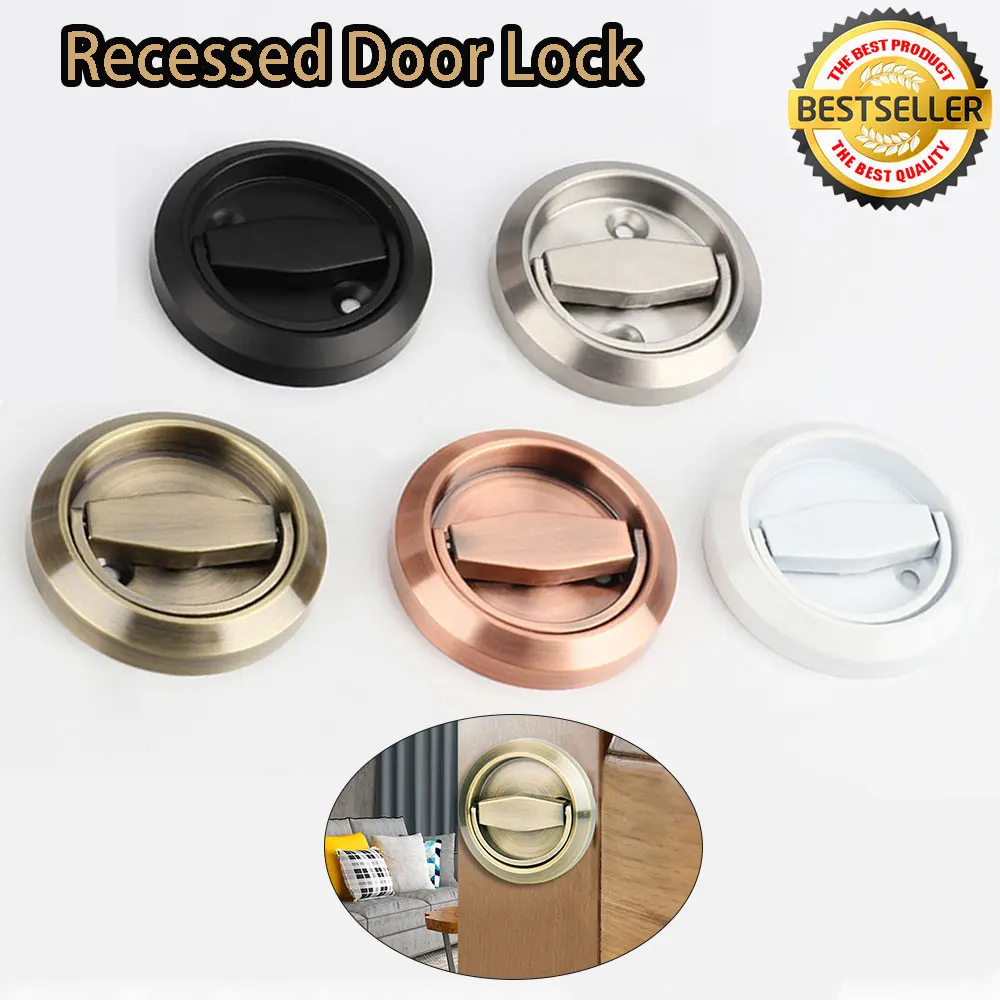 Hidden Lock For Lockerround Knob Door Lock Recessed Door Locks Handle Safety Locking Round Invisible Drawer Pull 5 Colors