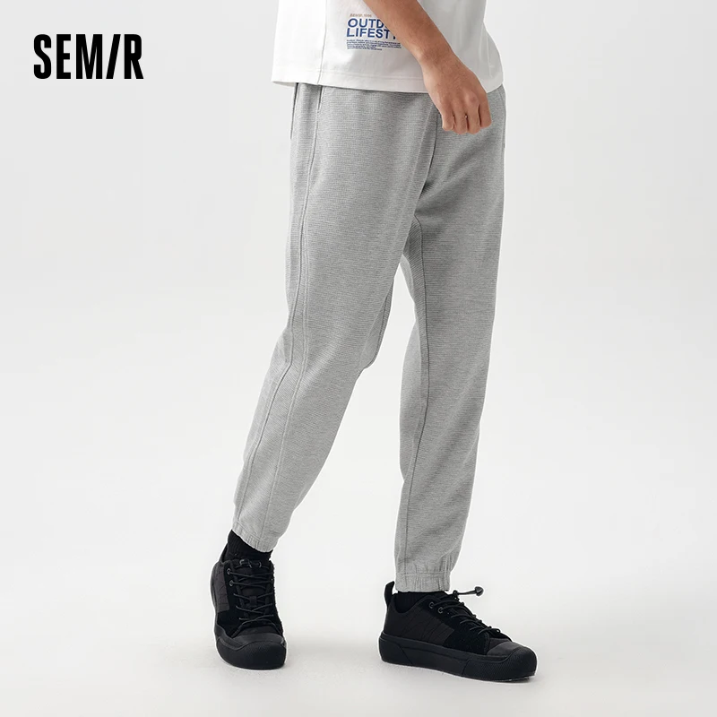 

Semir 2024 Casual Pants Men Spring Trend Print Fashion Contrasting Loose Jogging Pants Textured Waffle Sports Trousers