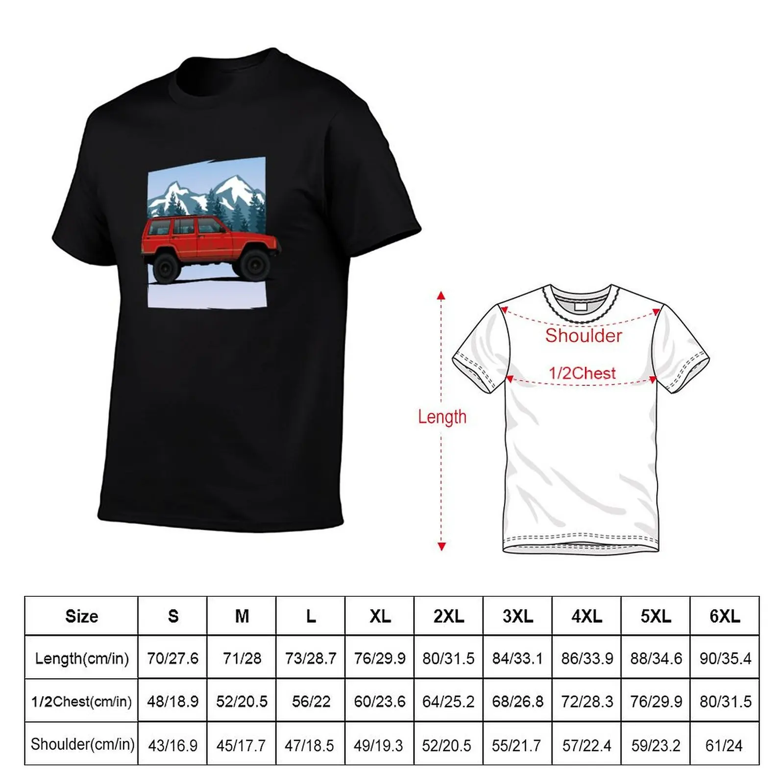 Cherokee XJ off road red T-Shirt Big and Tall Short Sleeve Tee
