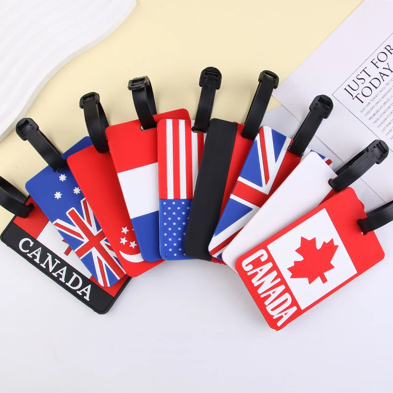 Travel Accessories Creative National Flag PVC Luggage Tag Women Men Portable Label Suitcase ID Address Holder Baggage