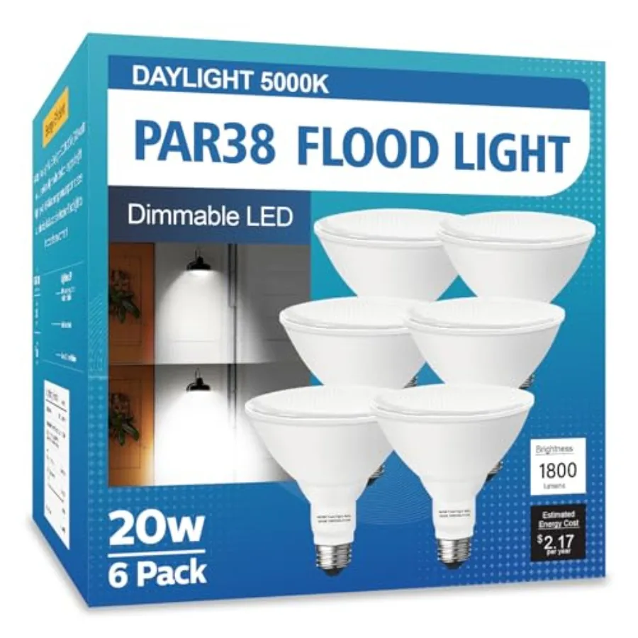 

PAR38 LED Outdoor Flood Light Bulbs Dimmable 0W 00W Equivalent E Base Flood Light Bulbs, Daylight 1800 Lumens LED Flood Light f