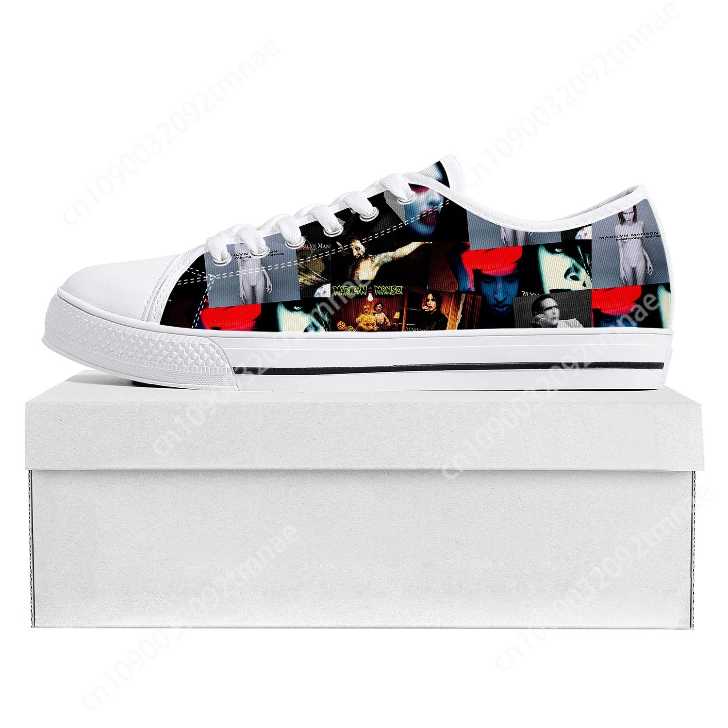 

Rock Band Music Singer Marilyn Manson Low Top High Quality Sneakers Mens Womens Teenager Canvas Sneaker Couple Shoes Custom Shoe