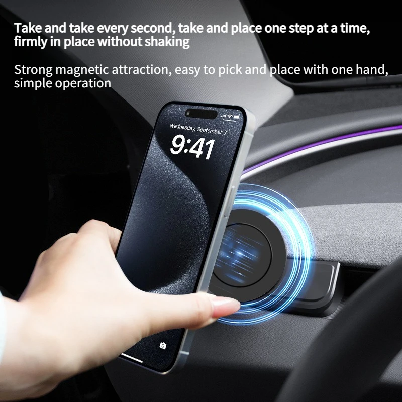 For Tesla Model Y YL Juniper 2026 Model 3 Highland 2025 Mobile Phone Holder Traceless Base Disc Magnetic Bracket Car Accessories