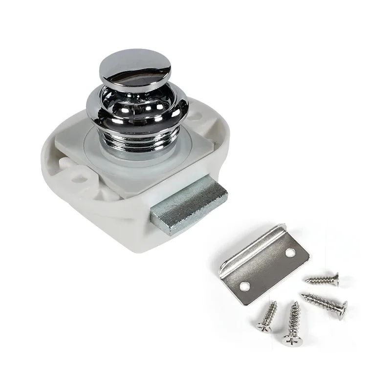 RV Accessories 20mm RV Motorhome Button Lock Push Lock White Color Chrome Button