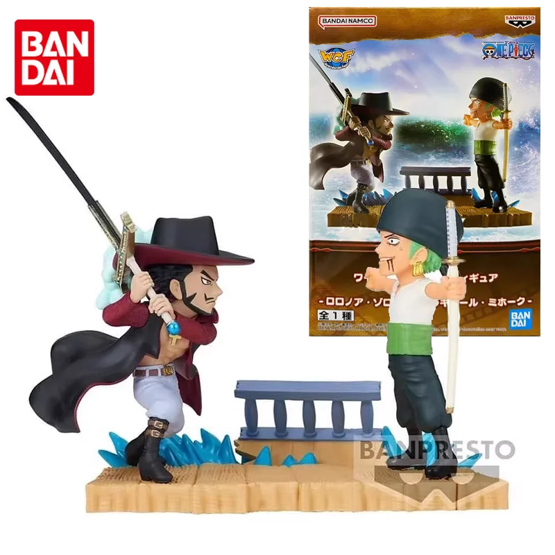 Bandai Original WCF LOG STORIES ONE PIECE Dracule Mihawk Roronoa Zoro Anime Action Figure Toys For Boys Girl Kids Birthday Gifts